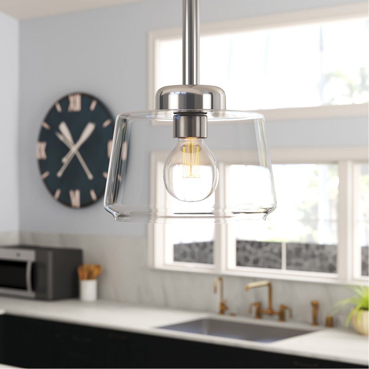 Riley 1 Light 10 inch Satin Platinum Mini Pendant Ceiling Light